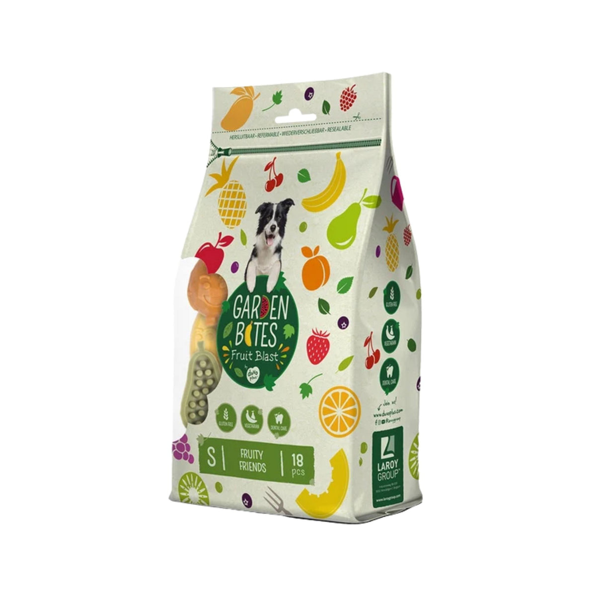 Garden Bites גרדן בייטס חטיף דנטלי לכלבים קטנים ובינוניים פירות 18 יחידות 270 גרם