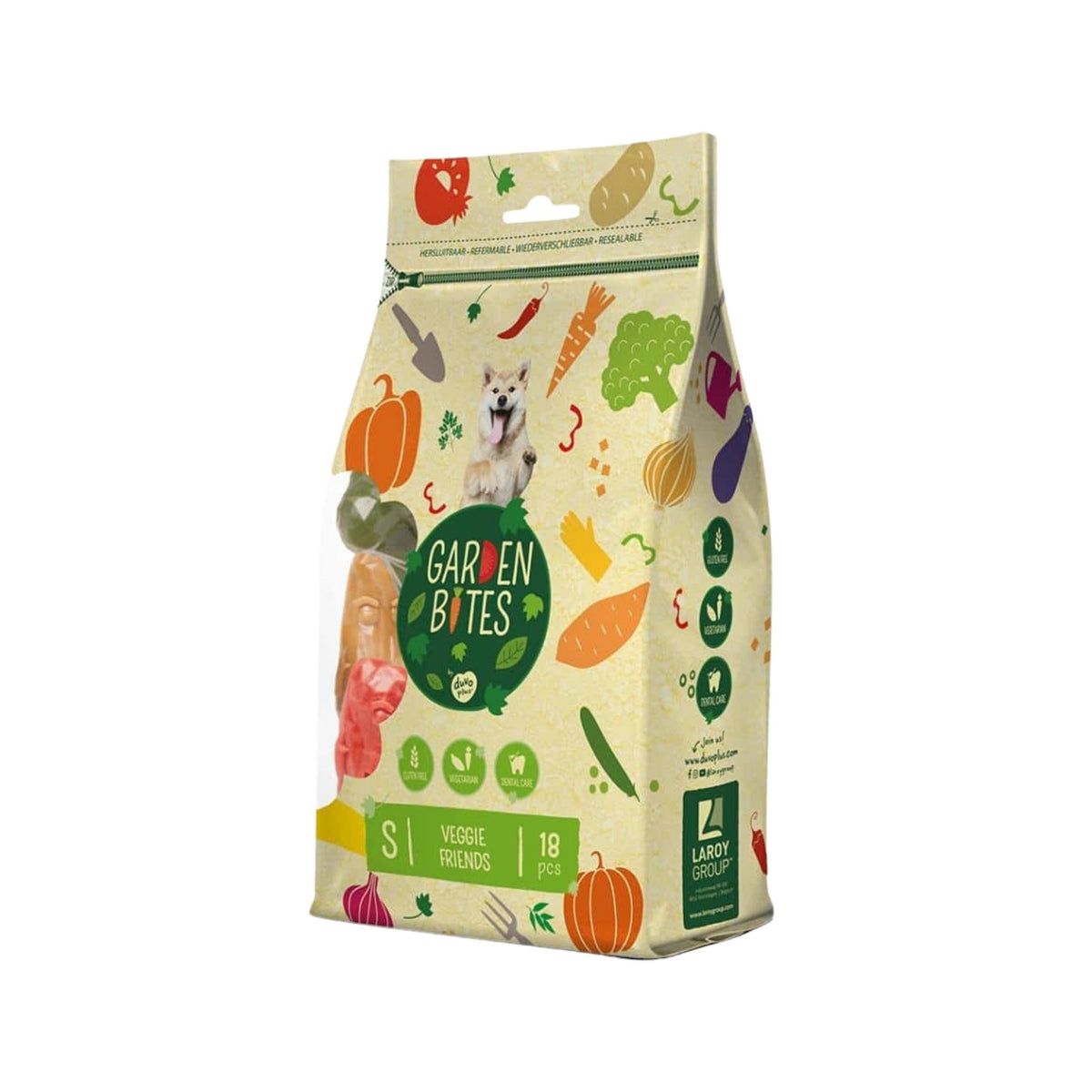 Garden Bites גרדן בייטס חטיף דנטלי לכלבים קטנים ובינוניים ירקות 18 יחידות 270 גרם