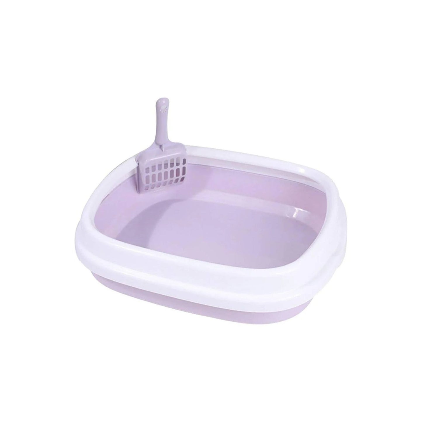 ארגז חול שירותים פתוח לחתולים עם כף ניקוי צבע סגול קטן