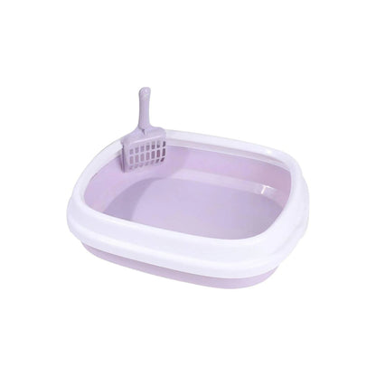 ארגז חול שירותים פתוח לחתולים עם כף ניקוי צבע סגול קטן