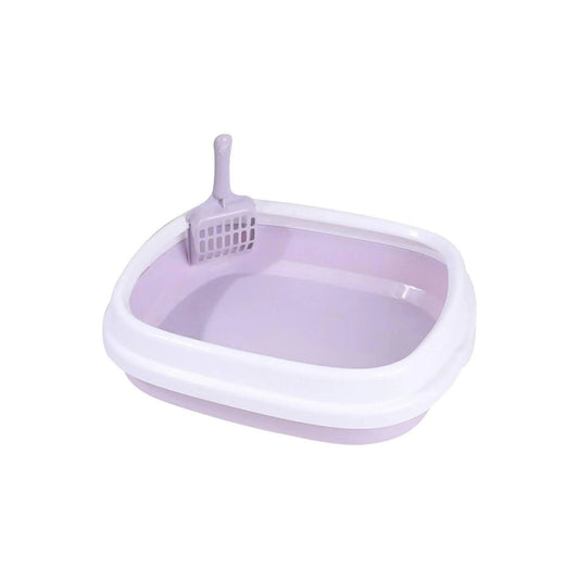 ארגז חול שירותים פתוח לחתולים עם כף ניקוי צבע סגול קטן