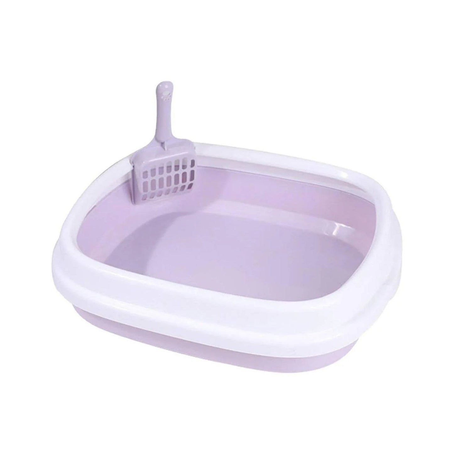 ארגז חול שירותים פתוח לחתולים עם כף ניקוי צבע סגול גדול