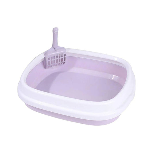 ארגז חול שירותים פתוח לחתולים עם כף ניקוי צבע סגול גדול