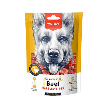 Wanpy וונפי חטיף נגיסי בקר משוישים לכלבים 100 גרם