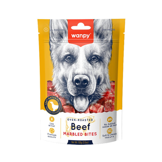 Wanpy וונפי חטיף נגיסי בקר משוישים לכלבים 100 גרם