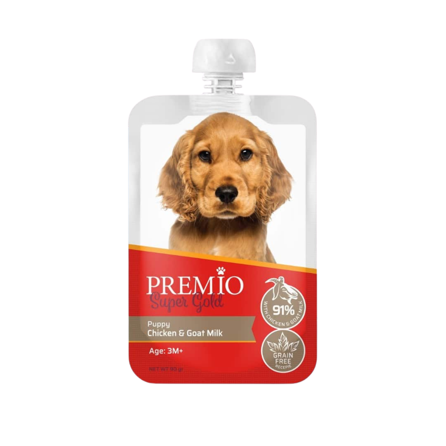 Premio פרמיו מחית עוף וחלב עיזים לגורי כלבים 90 גרם