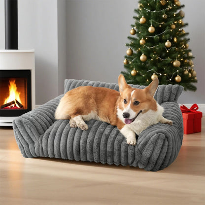 Hoofie מיטה לכלבים וחתולים בסגנון ספה צבע אפור