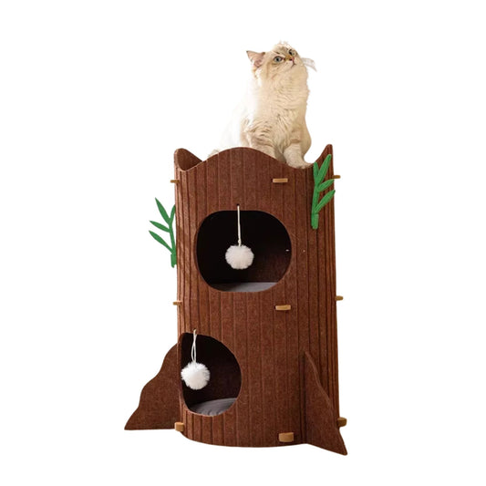 Hoofie בית לחתולים עם אזורי טיפוס ומסתור בעיצוב עץ