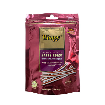 Wanpy וונפי חטיף רצועות סנדוויץ׳ עוף ובקלה לכלבים 100 גרם