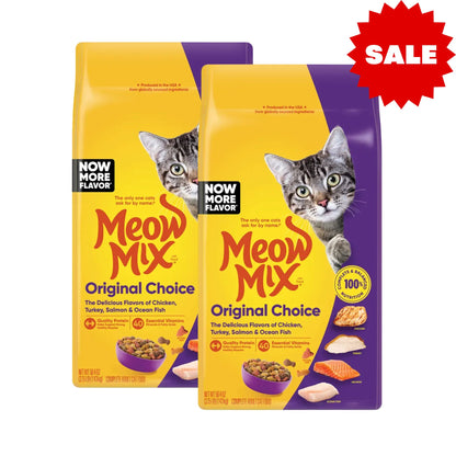 Meow Mix מבצע 2 שקי מיאו מיקס לחתולים אוריג'ינל צ'ויס 7.26 ק״ג