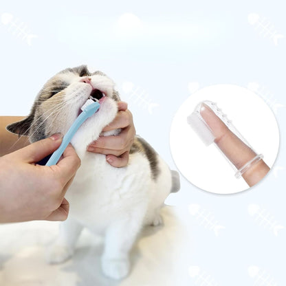 משחת שיניים לחתולים בטעם טונה עם מברשת שיניים ומברשת אצבע