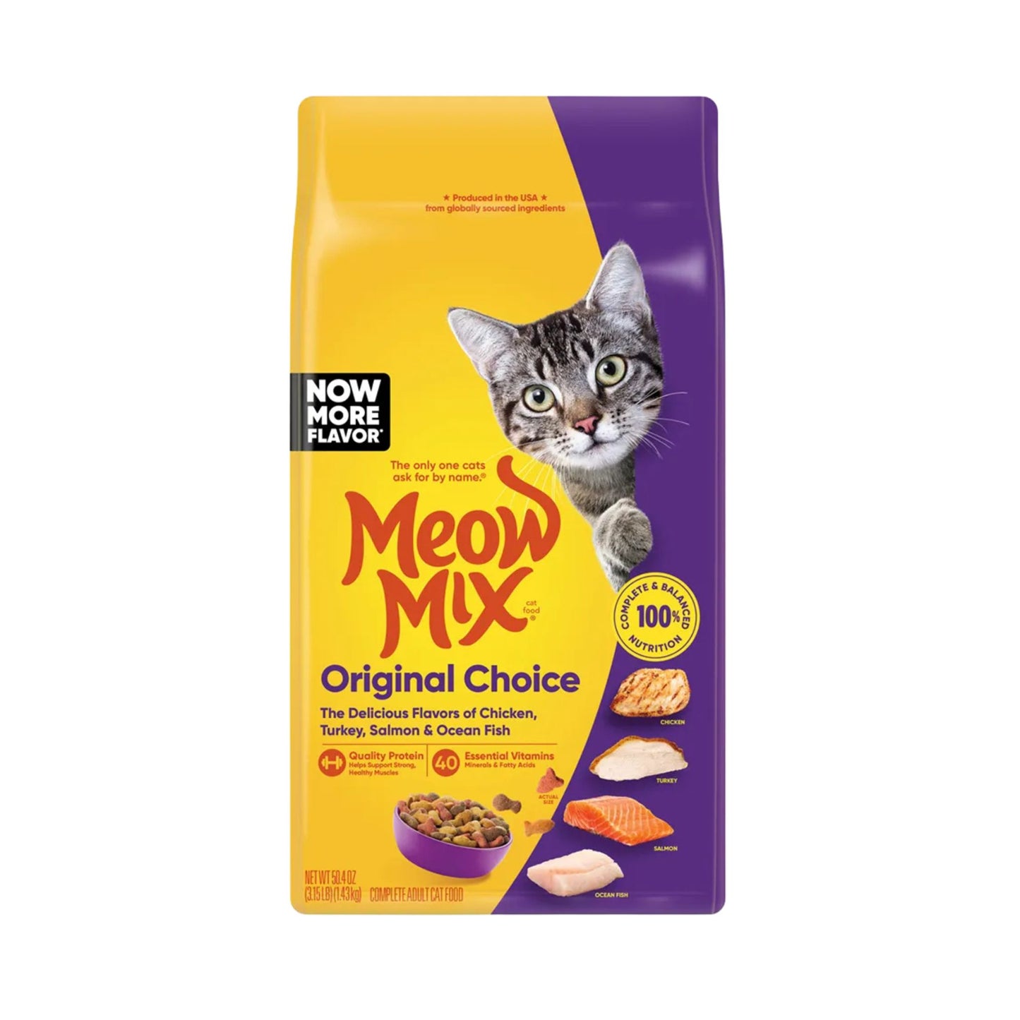 Meow Mix מבצע 2 שקי מיאו מיקס לחתולים אוריג'ינל צ'ויס 1.42 ק״ג