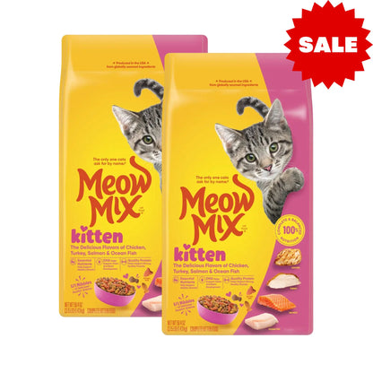 Meow Mix Kitten מבצע 2 שקי מיאו מיקס קיטן לגורי חתולים 1.42 ק"ג