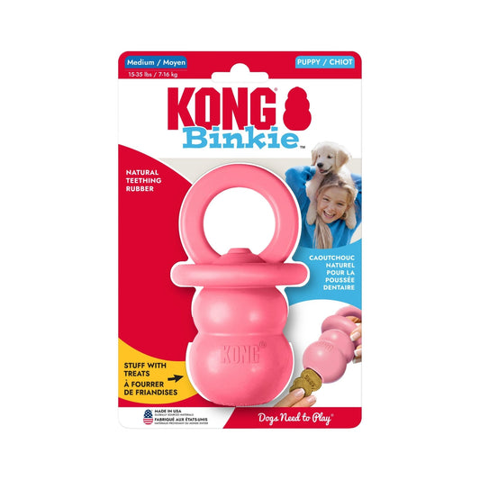 KONG розовый M, жевательная игрушка-пустышка для щенков, размер M