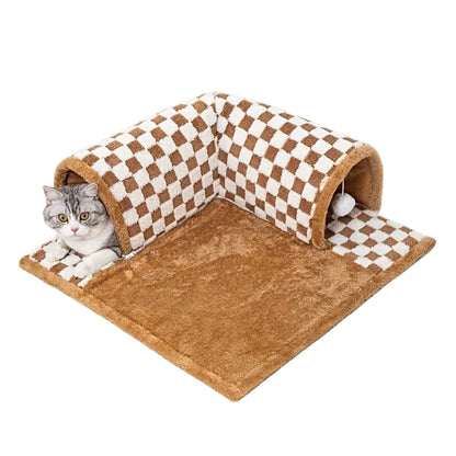 מיטה לחתולים עם מנהרה