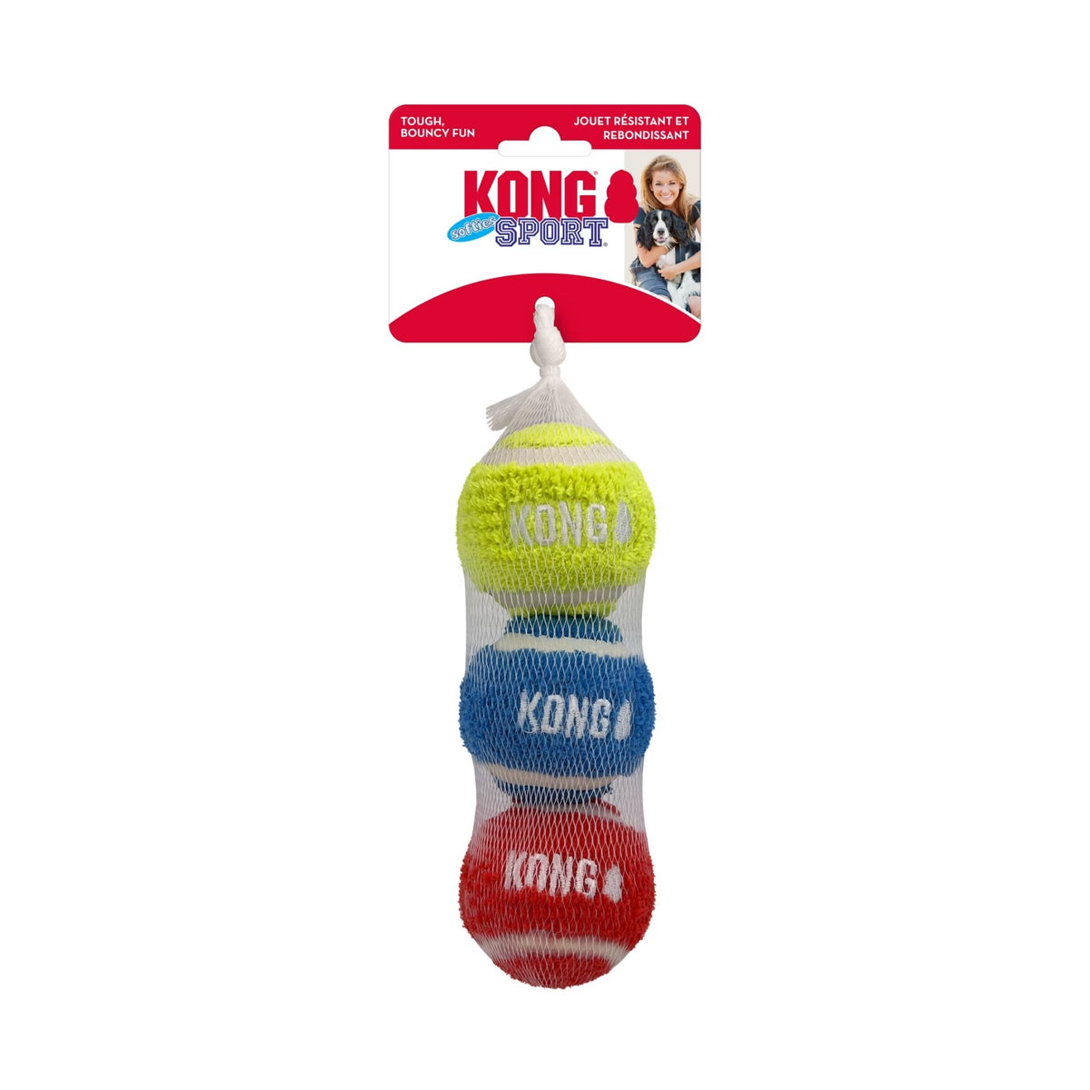 KONG מארז 3 כדורים M קונג כדורי משחק רכים לכלבים מידה