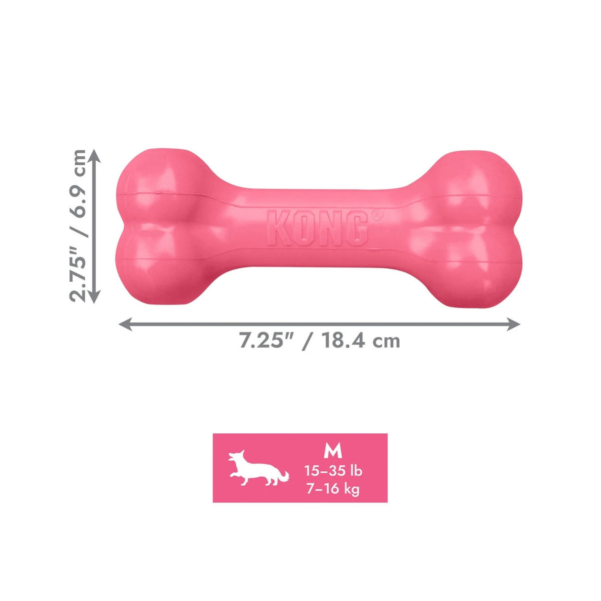 KONG ורוד M קונג עצם לעיסה ומילוי לגורי כלבים מידה