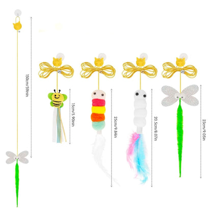 צעצוע תלייה לדלת לחתולים עם פעמונים ונוצות