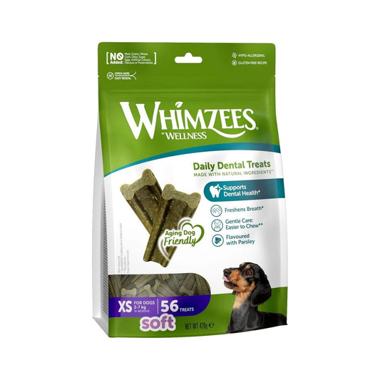 WHIMZEES XS וימזיס חטיפים דנטליים לכלבים 56 יחידות 420 גרם