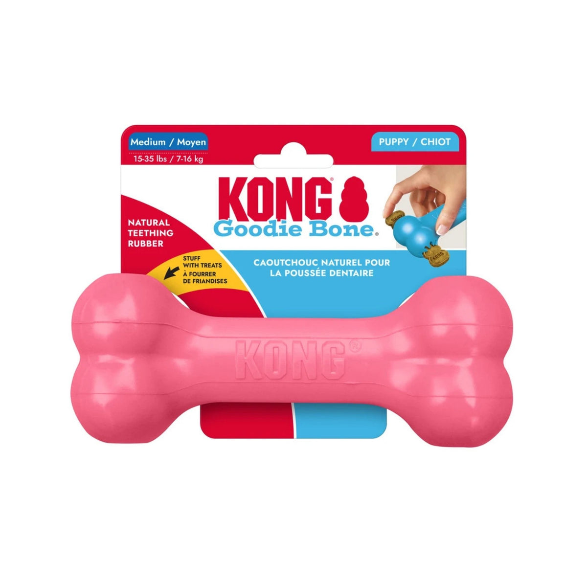 KONG ורוד M קונג עצם לעיסה ומילוי לגורי כלבים מידה