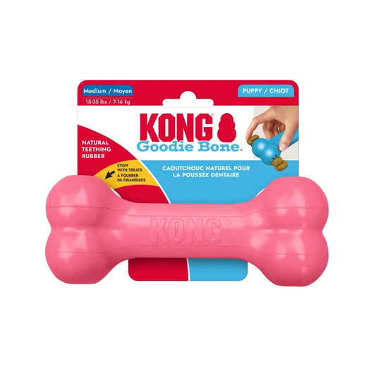 Игрушка-кость KONG для щенков, для жевания и наполнения лакомством, розовая, размер M