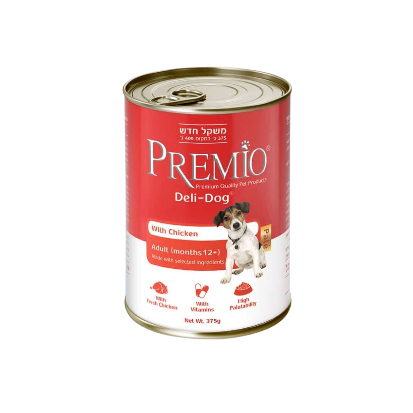 Premio מבצע 10 שימורי פרמיו דלי דוג לכלבים בוגרים פטה במגוון טעמים 375 גרם