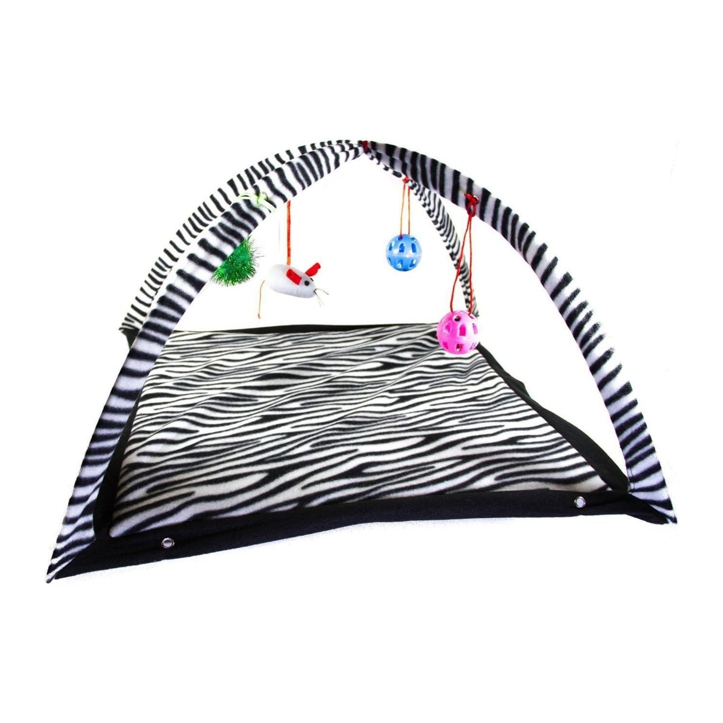 מיטה אינטראקטיבית לחתולים עם צעצועים צבע אפור