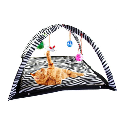מיטה אינטראקטיבית לחתולים עם צעצועים צבע אפור