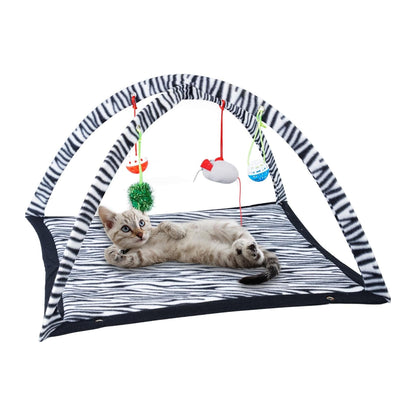 מיטה אינטראקטיבית לחתולים עם צעצועים צבע אפור