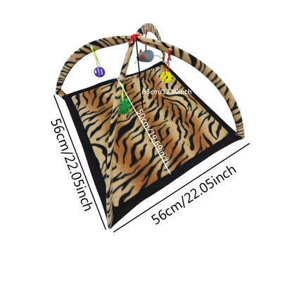 מיטה אינטראקטיבית לחתולים עם צעצועים צבע אפור