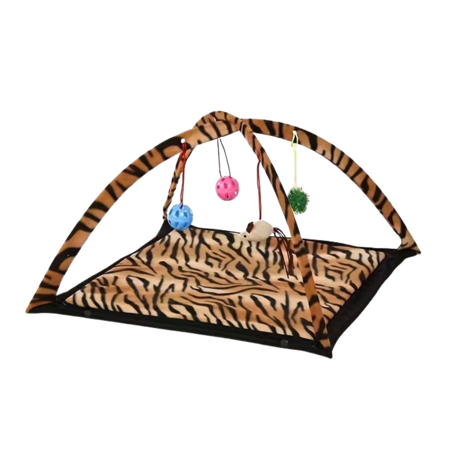 מיטה אינטראקטיבית לחתולים עם צעצועים צבע חום