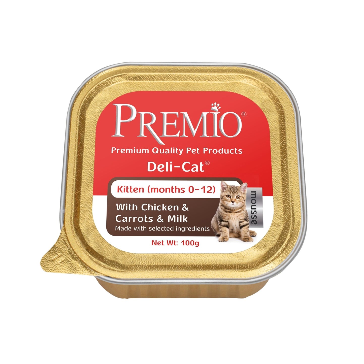 Premio פרמיו מעדן מוס לגורי חתולים עם עוף גזר וחלב 100 גרם