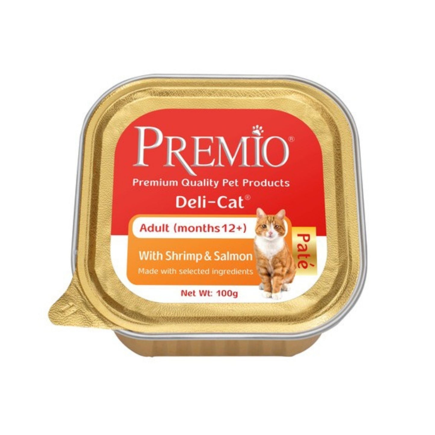 Premio פרמיו מעדן פטה לחתולים בוגרים עם סלמון ושרימפס 100 גרם