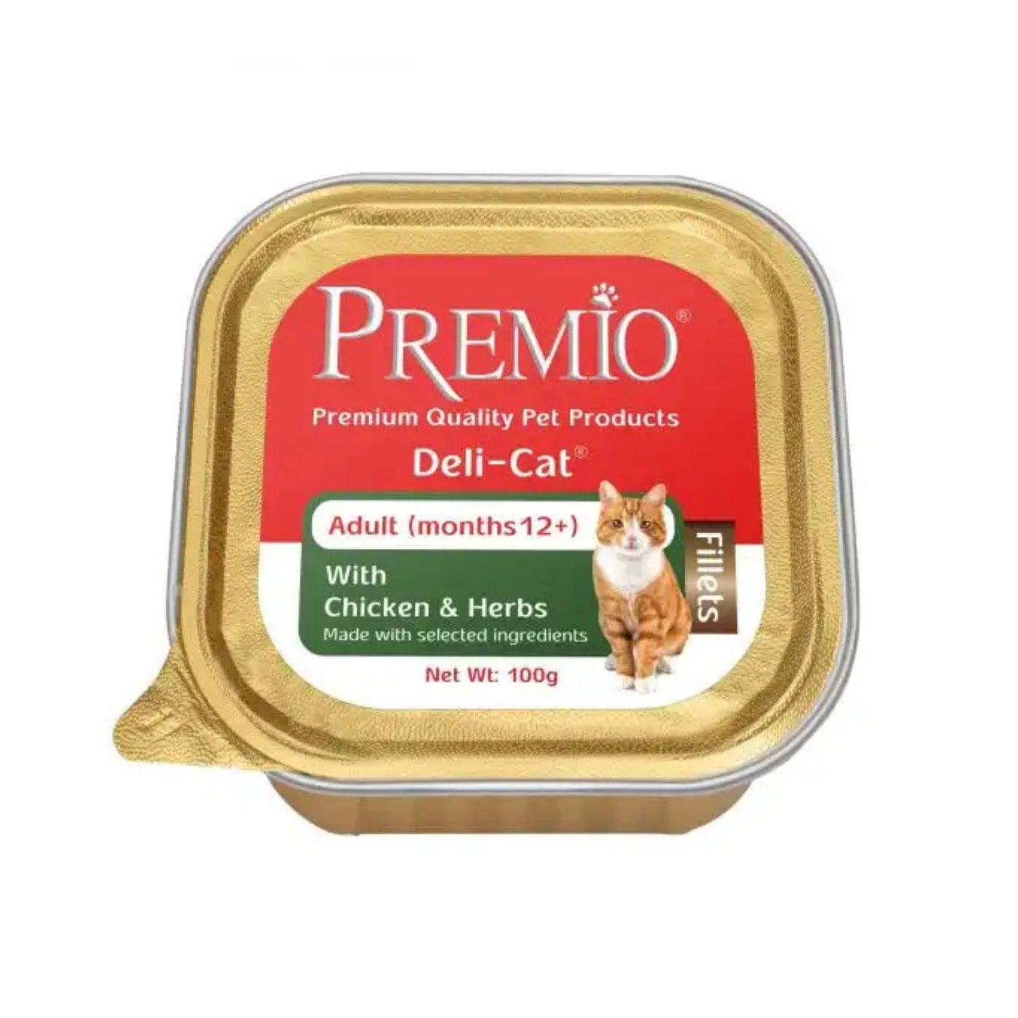 Premio פרמיו מעדן פילה לחתולים בוגרים עם עוף ועשבי תיבול 100 גרם