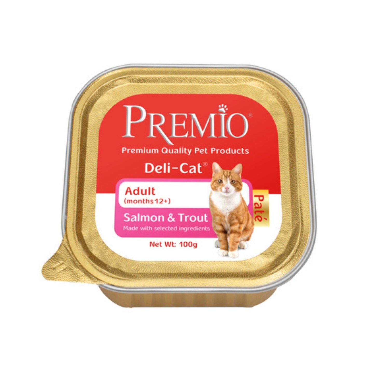 Premio פרמיו מעדן פטה לחתולים בוגרים עם סלמון ופורל 100 גרם