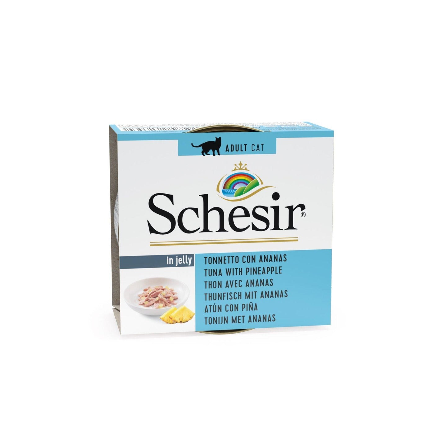 Schesir Лакомство для кошек с тунцом и ананасом, желе, 75 г
