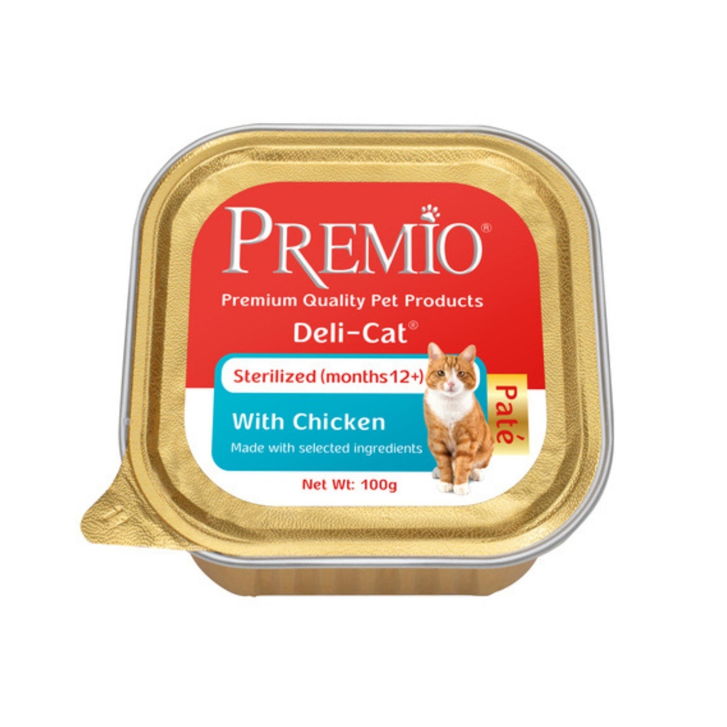 Premio פרמיו מעדן פטה לחתולים מסורסים ומעוקרים עם עוף 100 גרם