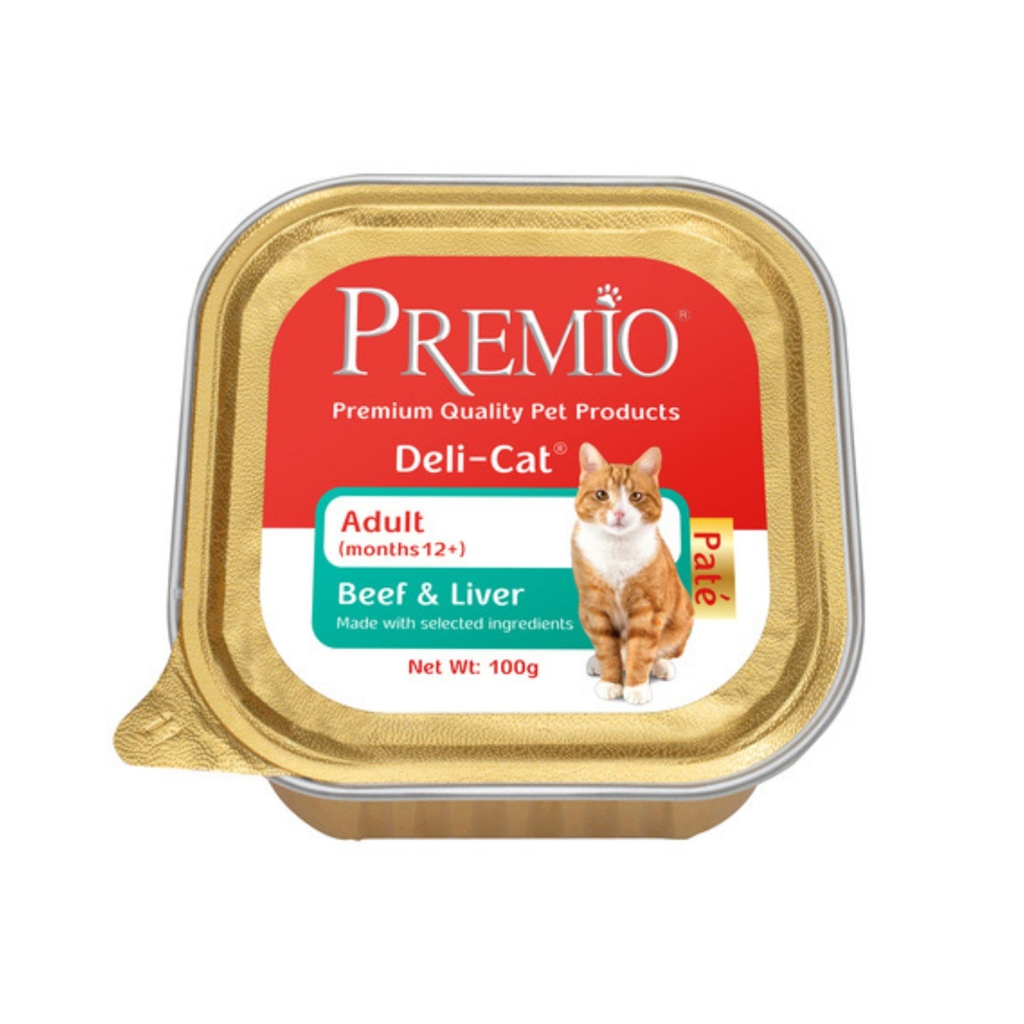 Premio פרמיו מעדן פטה לחתולים בוגרים עם בקר וכבד 100 גרם