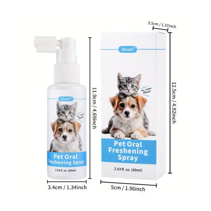 ספריי היגיינת פה לכלבים וחתולים לרענון נשימה וניקוי שיניים 60 מ״ל