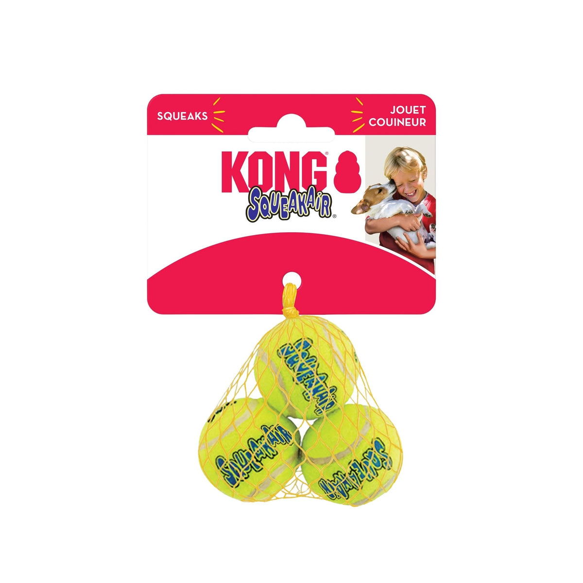 KONG מארז 3 יחידות XS קונג כדורי טניס מצפצפים לכלבים מידה