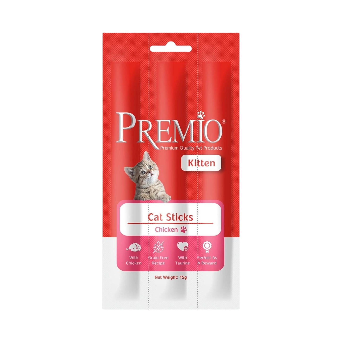 Premio פרמיו חטיף מקלות לגורי חתולים קיטן עוף 15 גרם