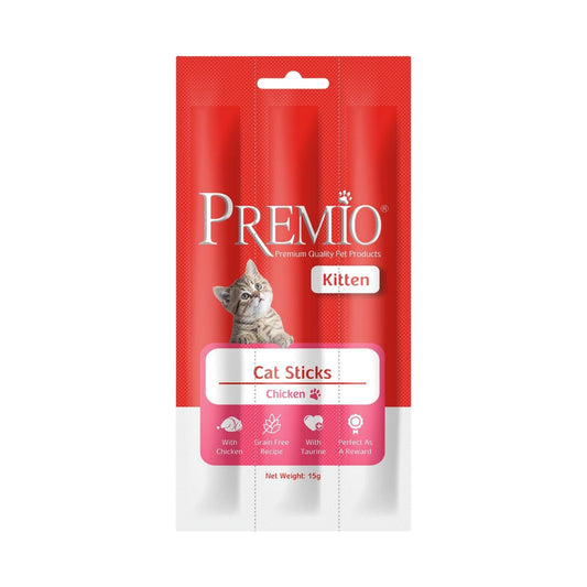 Premio פרמיו חטיף מקלות לגורי חתולים קיטן עוף 15 גרם