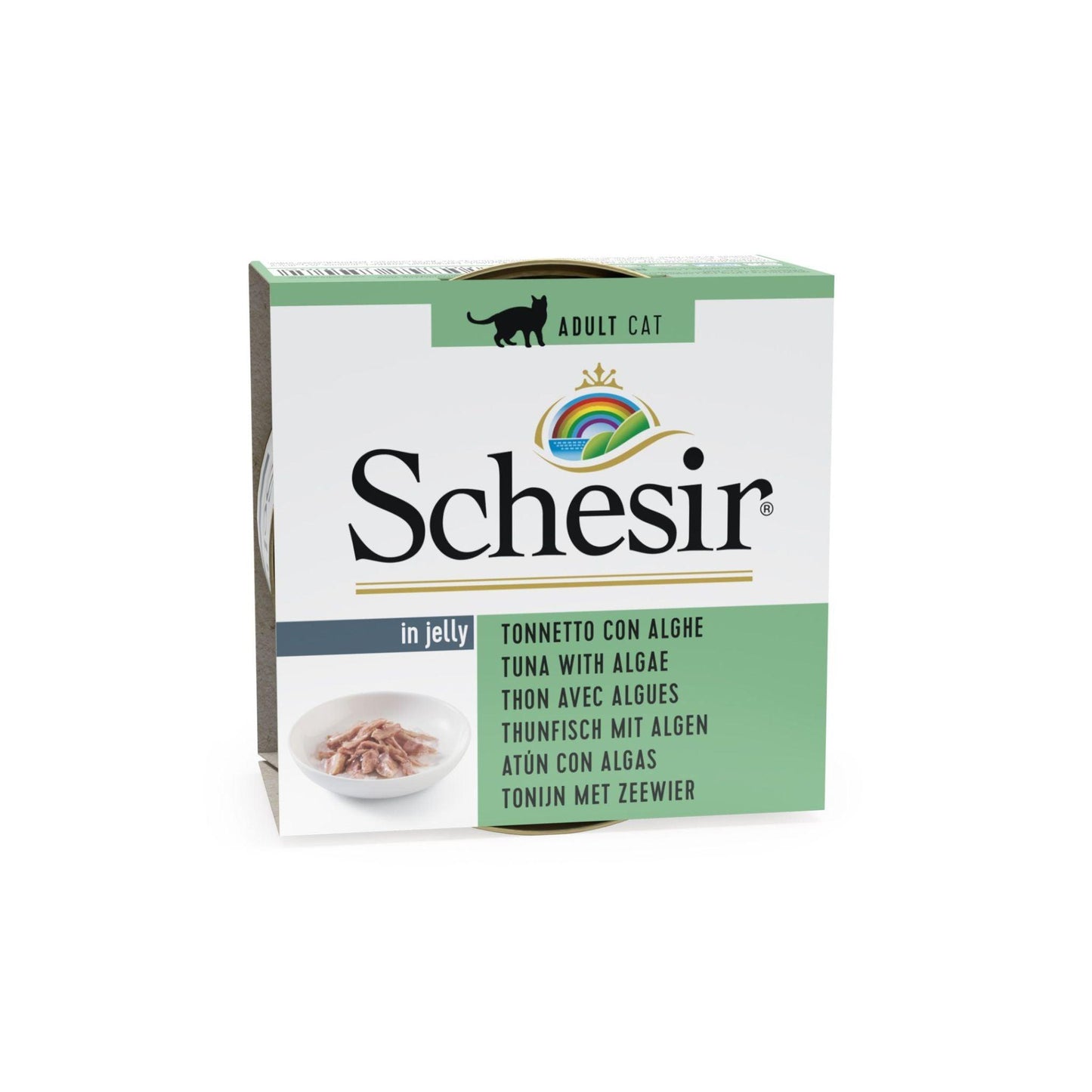 Schesir Лакомство для кошек с тунцом и водорослями, желе, 85 грамм