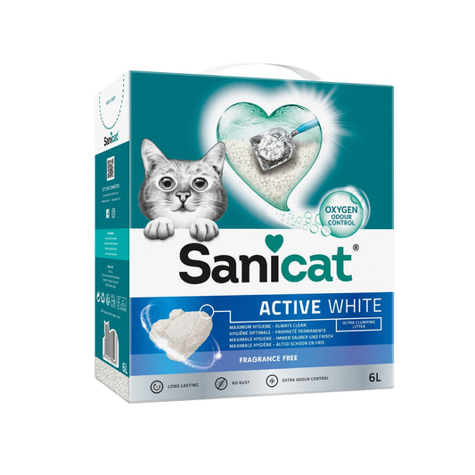 Sanicat סניקט חול מתגבש לבן לחתולים ללא ריח 10 ליטר