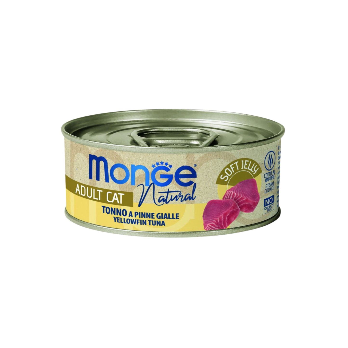 Monge מונג נאטורל מעדן טונה צהובת סנפיר לחתולים בוגרים 80 גרם