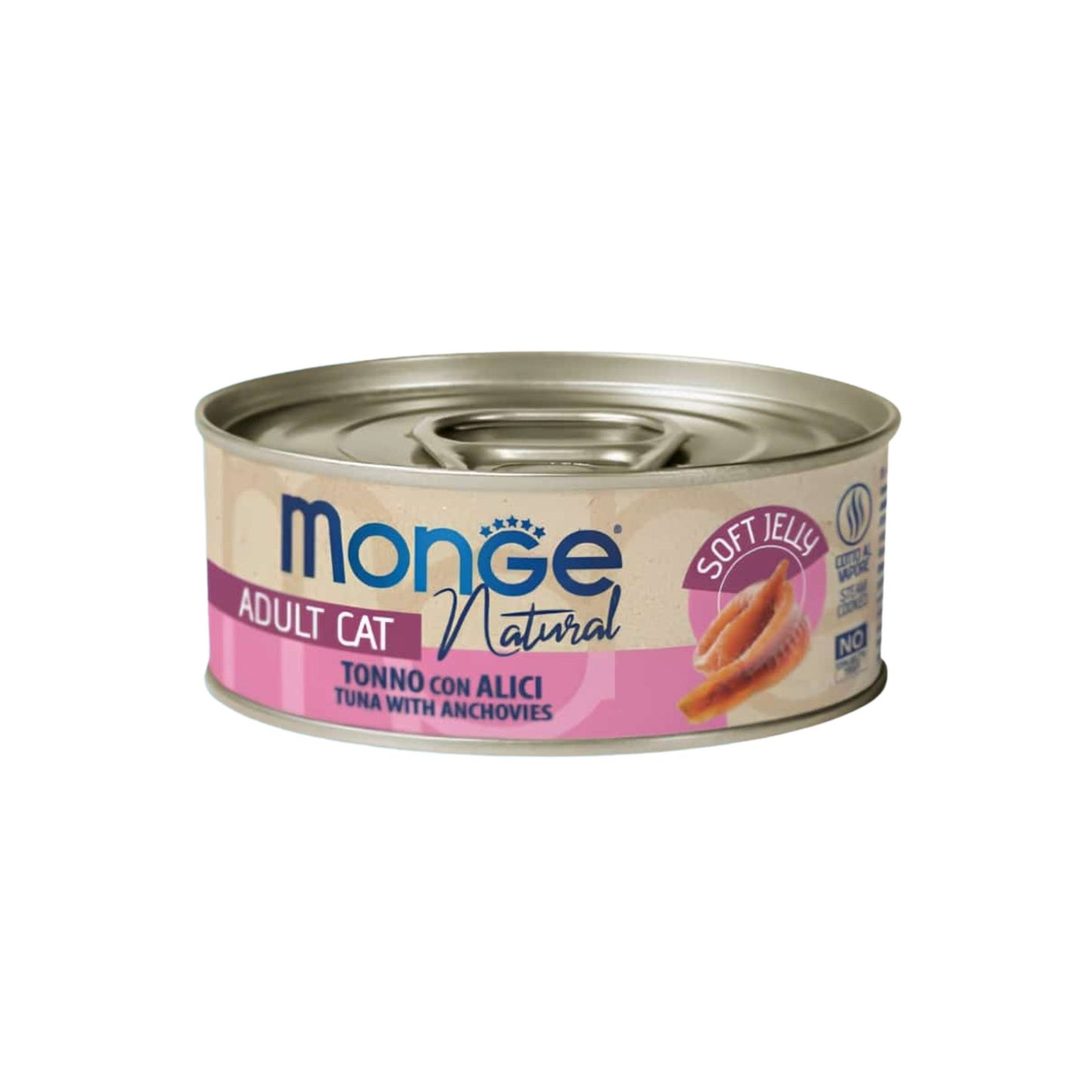 Monge מונג נאטורל מעדן טונה ואנשובי לחתולים בוגרים 80 גרם