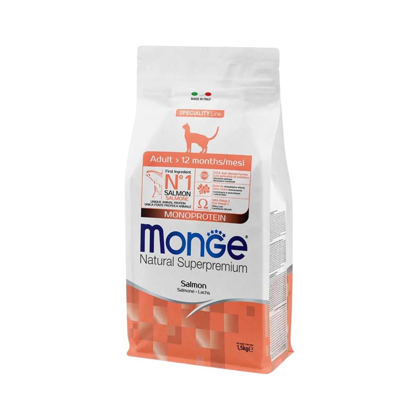 Monge מונג׳ מזון יבש לחתולים בוגרים בטעם סלמון 1.5 ק״ג