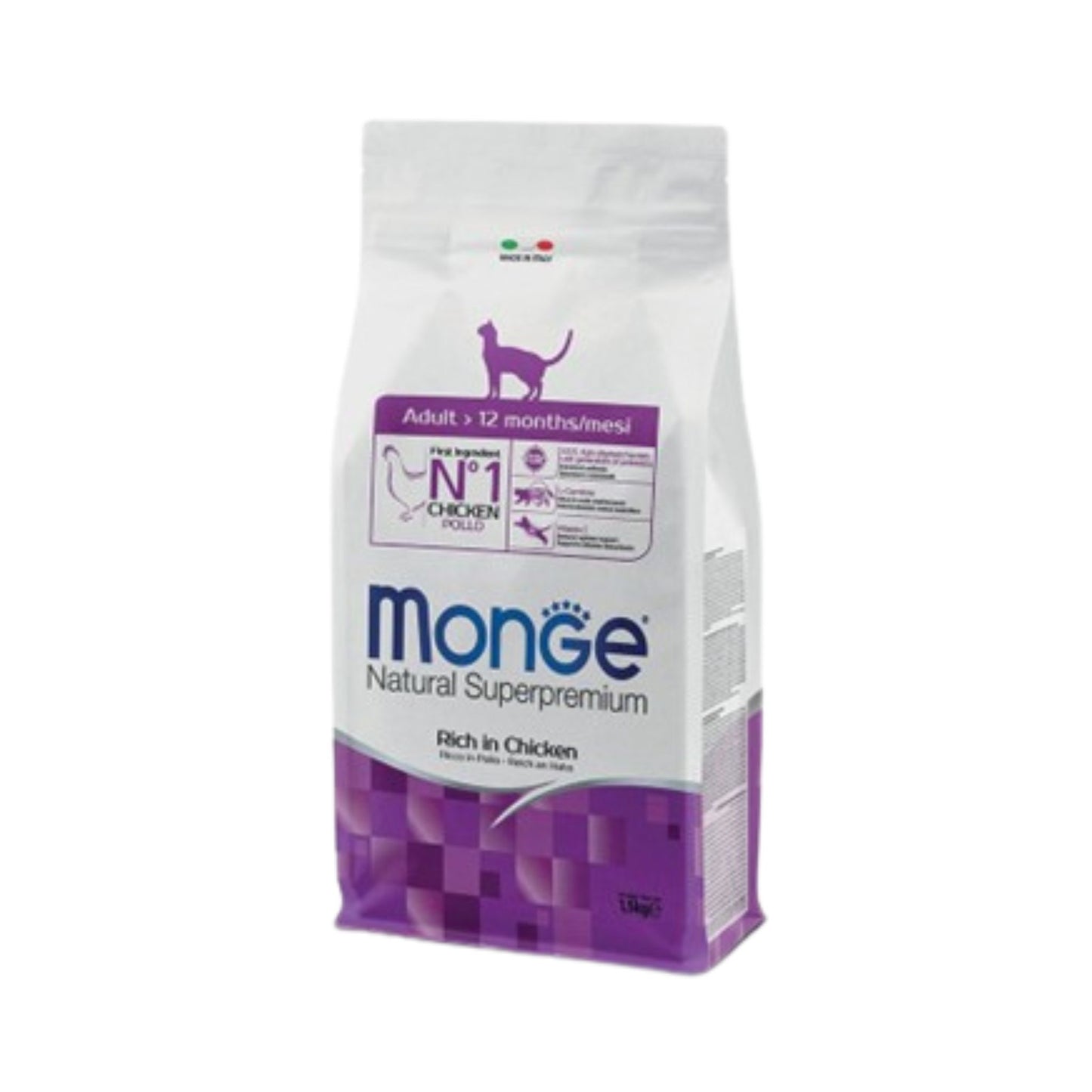 Monge מונג׳ מזון יבש לחתולים בוגרים בטעם עוף 1.5 ק״ג