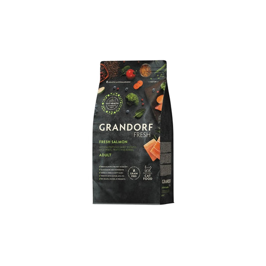 GRANDORF Fresh Salmon גרנדורף סלמון טרי לחתולים בוגרים היפואלרגני דוגמית 400 גרם
