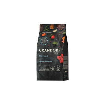 GRANDORF Fresh Lamb גרנדורף כבש לחתולים מעוקרים ומבוגרים היפואלרגני דוגמית 400 גרם